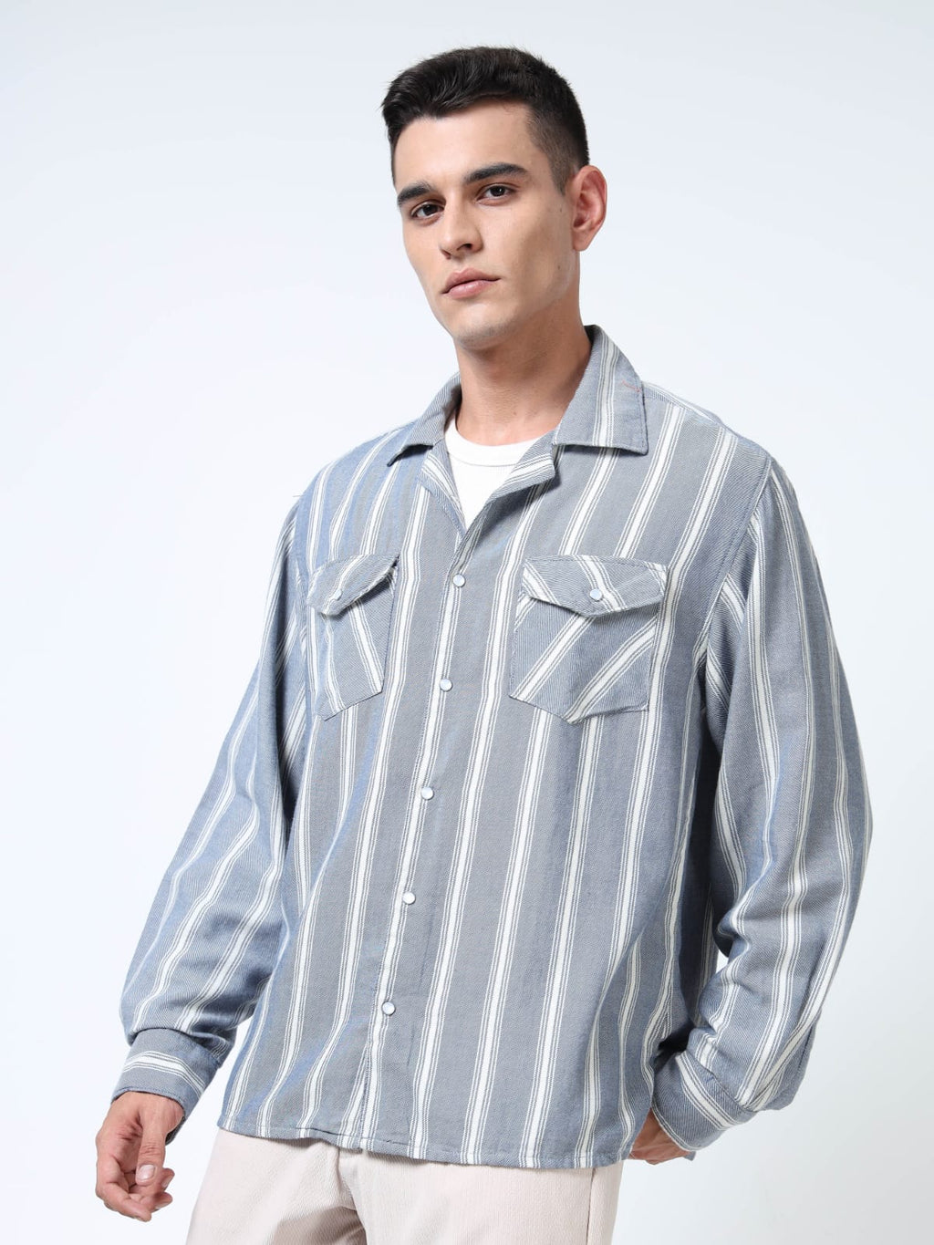 Sky Blue Stripe Oversized Shirt