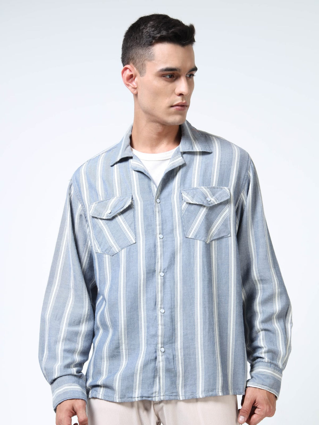 Sky Blue Stripe Oversized Shirt