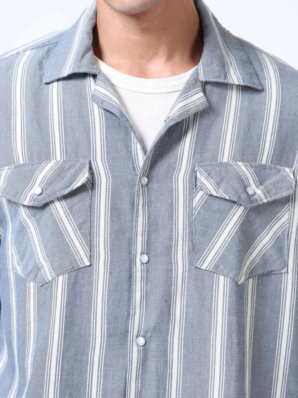Sky Blue Stripe Oversized Shirt