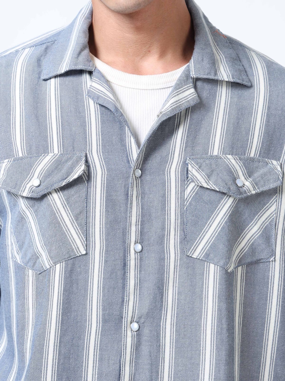 Sky Blue Stripe Oversized Shirt