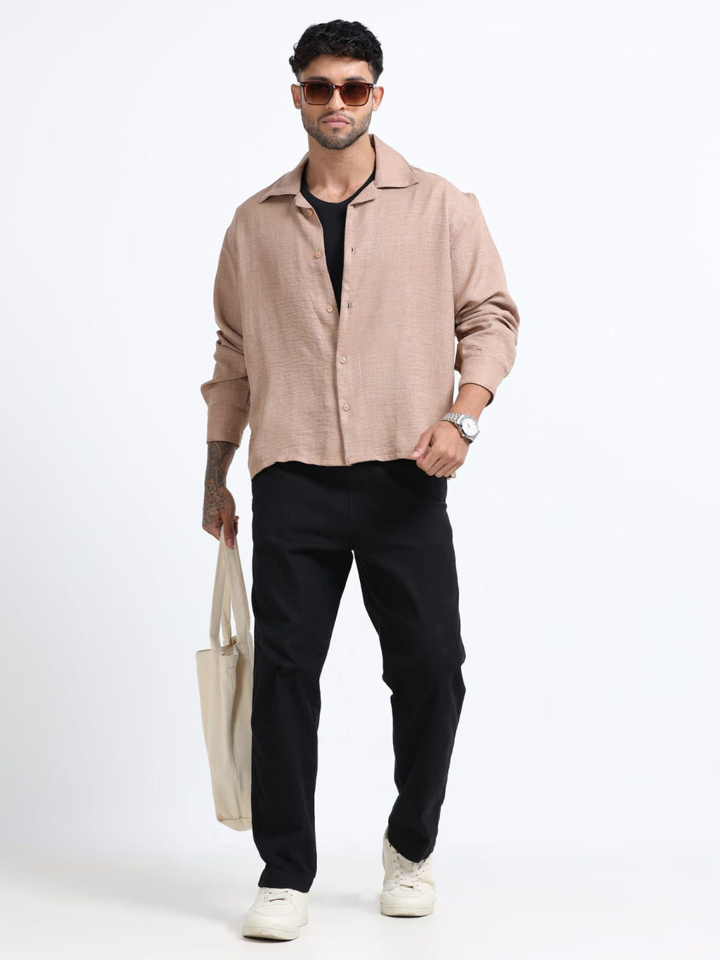 Sand Beige Premium Oversized Resort Shirt