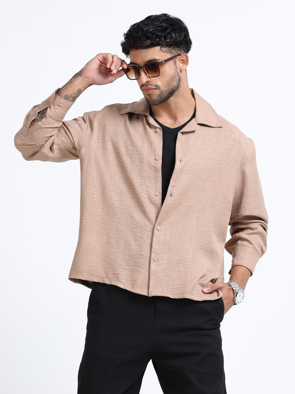 Sand Beige Premium Oversized Resort Shirt