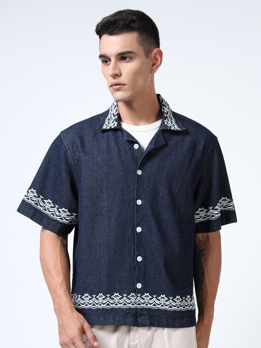 Midnight Crest Embroidered Shirt
