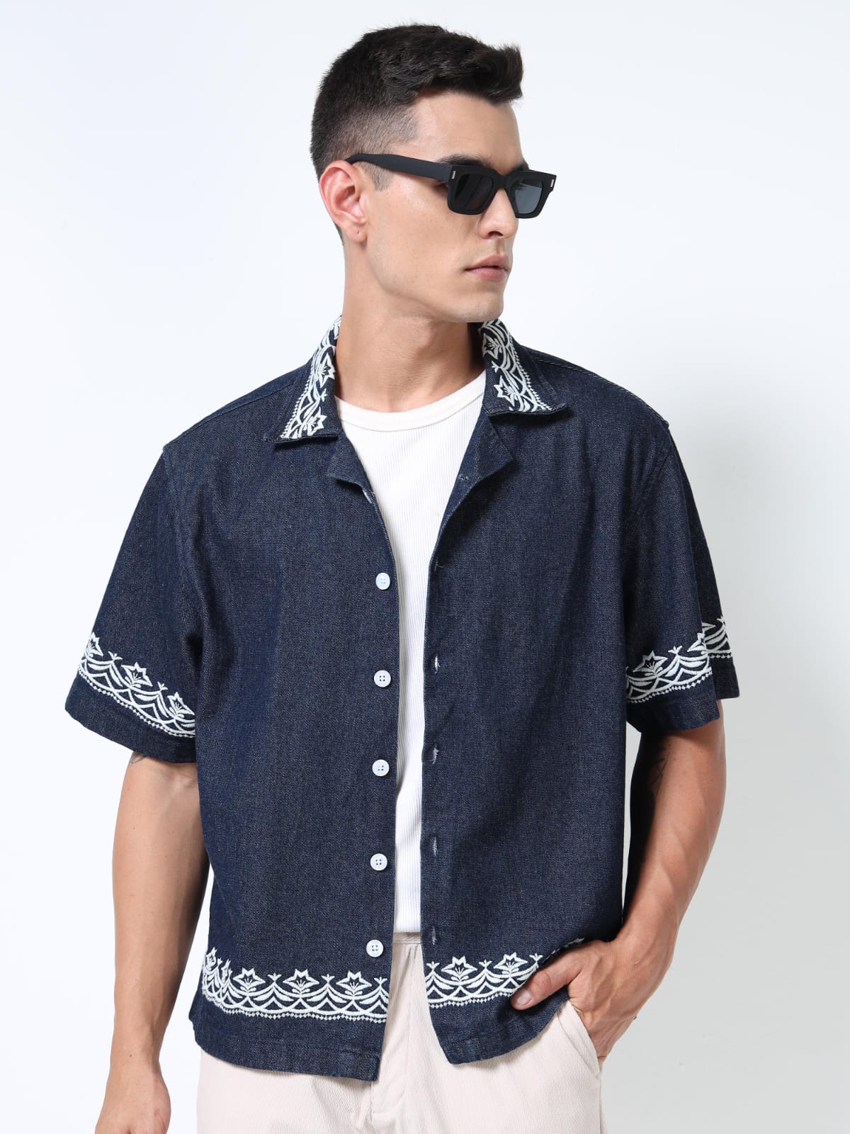 Midnight Crest Embroidered Shirt
